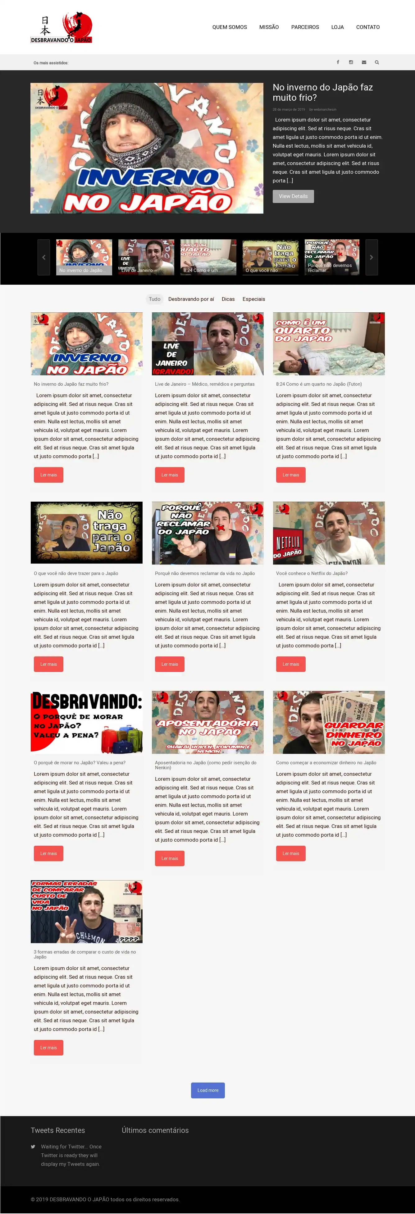 Screenshot do site do cliente