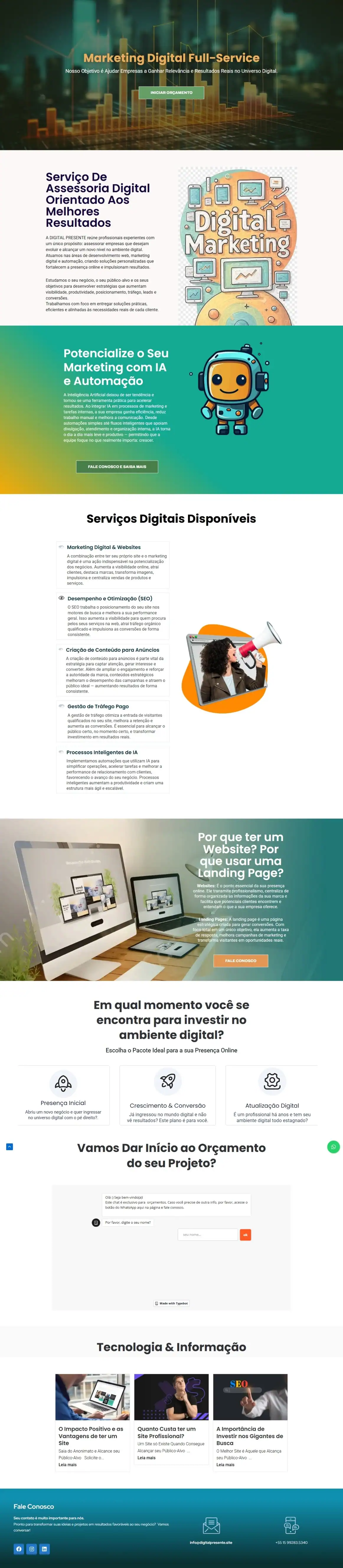 Screenshot do site do cliente